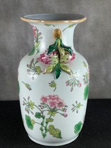 Large VTG Andrea by Sandek Chinese porcelain vase hand painted Strawberry handle - £73.78 GBP