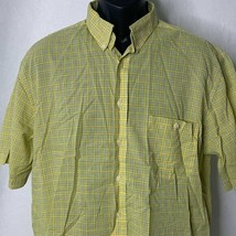 Towncraft Yellow Plaid Button Down Shirt Mens L Short Sleeves Pocket - £8.86 GBP