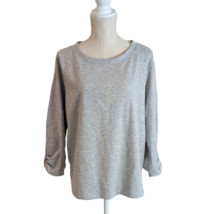 Liz Claiborne Womens Gray Heathered Knit Top Petites Sz PXL - $15.83