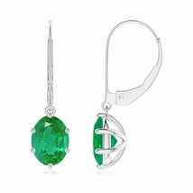 ANGARA Natural Emerald Oval Drop Earrings for Women, Girls in 14K Gold (8x6MM) - £1,777.44 GBP