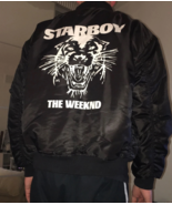 MEN&#39;S XO STAR BOY THE WEEKND BLACK BOMBER SATIN JACKET  - $150.43 CAD+