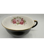 Jason Bone China Black &amp; White w/Pink Roses Tea Cup (England) No Saucer - $13.42