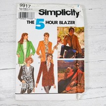 Vtg Simplicity Sewing Pattern 9917 Jacket With Shawl Or Notched Collar Lining - $14.99