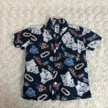 Old Navy Boys Sz 6 12  mos Hawaiian Button Short Sleeve Shirt Top navy orange - $6.93