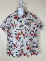 American Eagle Pink Floral Island Tropical Shirt Button Up Short Sleeve Mens L - £10.31 GBP