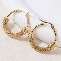 Hiphop High Fashion Golden Hoop Women Huggie Earrings - £6.31 GBP