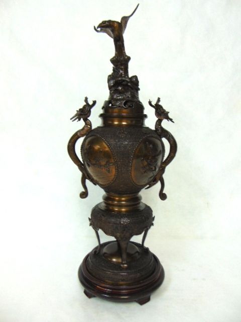 ANTIQUE CHINESE BRONZE ? CENSER W/ DRAGONS &amp; EAGLE - $1,188.00