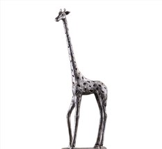 Silver Giraffe Figurine 17.9" High Resin Textured Home Decor image 1