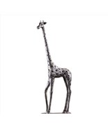 Silver Giraffe Figurine 17.9&quot; High Resin Textured Home Decor - $36.62