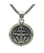Frogman Silver 925 Men's Compass Pendant Chain Combat Diver Scuba Milita... - $154.28
