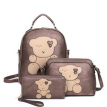 3in1 Cute Bear Design Handle Backpack W Crossbody And Wallet Set - $54.00