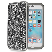 for iPhone 6/6s/7/8 Plus Dual Layer Glitter/Rubber Case BLACK - £4.66 GBP