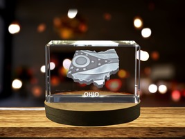 LED Base included | Ohio Map 3D Engraved Crystal 3D Engraved Crystal Keepsake - £31.92 GBP - £319.33 GBP
