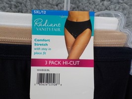 Radiant Vanity Fair 3 Pack HI-CUT Panties Sz 5XL 12 Stretch Black Nude White Nwt - £10.40 GBP
