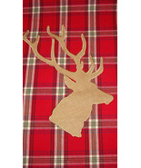 Red Black &amp; White Plaid Table Runner With Appliqued Burlap Deer Head Sil... - £10.39 GBP