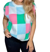 Bibi call me checkers sweater in Jade/Pink/Denim - size XL - £27.32 GBP