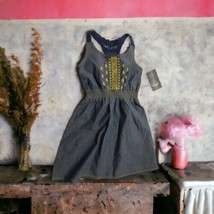 NWT Lucky Brand Girls 2T Denim Embroidered Sleeveless Dress, Blue, Elastic Waist - £12.37 GBP