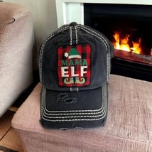 Mama Elf Baseball Hat Black Thick Stitch Womens Adjustable Christmas NEW - $24.32