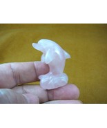 (Y-DOL-JU-557) DOLPHIN JUMPING Porpoise gemstone PINK QUARTZ gem stone c... - $266.28 MXN