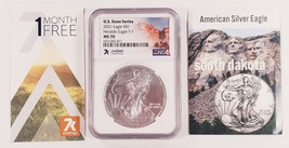 2021 T1 S$1 Silver Eagle State Series South Dakota 20/50 Graded by NGC as MS-70 - £77.85 GBP