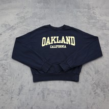 HM Divided Shirt Womens XS Blue Oakland California Print Long Sleeve Crop Top - £20.22 GBP