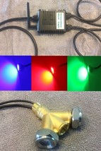 Drain Plug Underwater LED Boat Lights w/ Brass Y-Adapter.  Bluetooth Con... - $224.39