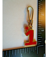 Red BIG # ONE CHARM, Red Enamel, High Gloss Gold Metal Finish w/clip - £5.56 GBP