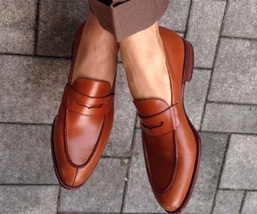 New Handmade Latest Style Brown Real Leather Shoes, Men leather Shoes - $159.99