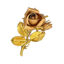 OOAK 14K Solid Gold Rose Pin 1950s Flower Brooch - Offers welcome - $2,427.32