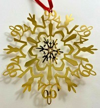 Vintage 1994 Gold Metal 3D Snowflake 3.5 inch Christmas Ornament - £11.86 GBP