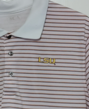 LSU Tigers Polo Shirt sz S polyester pink striped - £11.14 GBP