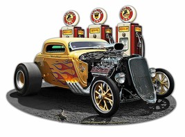 1933 Blown Coupe Yellow Flamed Hot Rod with Frontier Gas Plasma Cut Meta... - £35.26 GBP