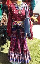 BURGUNDY TRIBAL ATS AMAZING BANDHANI PRINT GYPSY WRAP TOP XL - $79.19