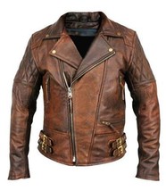 NEW Men&#39;s Leather Jacket Motorcycle Bomber Biker Real Lambskin Leather Jacket 20 - £115.07 GBP