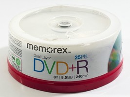 Memorex Dvd+R Dl Double Layer 8X 8.5GB 240 Min 25 Pack Blank Discs New Sealed - £11.58 GBP