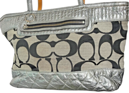 Coach Poppy Metallic Tote Quilted Signature 18676 Shoulder Handbag Purse... - $39.90