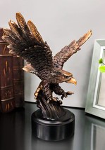 Majestic American Bald Eagle Skimming Over Water To Catch Fish Figurine W/ Base - £30.04 GBP