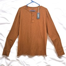 Grayers New Copper Henley Shirt Men Large Brown 100% Cotton Long Sleeve NWT - $23.36