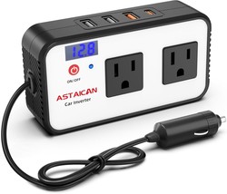 200W Car Power Inverter, Dc 12V To 110V Ac Car Plug Adapter With 20W, White - $39.99