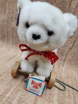 Vintage 1987 Applause Nostalgic Bear on Wheels #21103 Stuffed Plush Pull Toy - £22.56 GBP