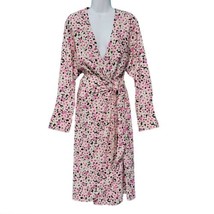 H&amp;M Floral Print Wrap Midi Dress Womens Size Small Pink Cream Long Sleeve - £27.17 GBP