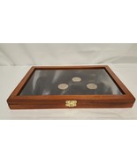 Box Pouch for Coins Display Case for Memorabilia Chestnut Interior Blue - £43.82 GBP