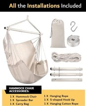 Y- STOP Hammock Chair Hanging Rope Swing, Max 300 Lbs, 2 Seat Cushions Beige  - £20.78 GBP