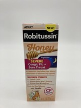 Robitussin Honey Severe Cough, Flu &amp; Sore Throat Nighttime Max Syrup, Ag... - £5.12 GBP