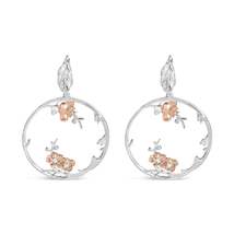 Exquisite Diamond Floral Hoop Earrings in Rose Gold Plated Silver - £162.94 GBP