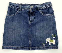 Gymboree Girls Denim Skirt Size 9 Embroidered Elephant Built In Shorts Pockets - $9.49