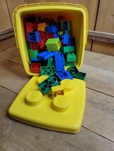 LEGO DUPLO Vintage Lot of 88 Bricks Pieces Parts Plus Yellow Bucket Case Age 2-5 - £26.36 GBP