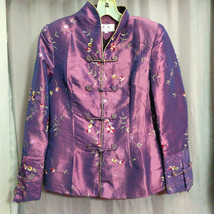 Tang Yi Satiny (Polyester) Embroidered Embellished Jacket Frog Closures Sz Small - £17.03 GBP