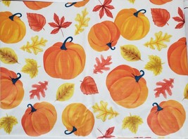 Peva Vinyl Tablecloth 52&quot;x70&quot;Oblong (4-6 People) Pumpkins &amp; Colorful Leaves, Bh - £11.10 GBP