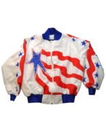 American Patriotic Jacket Flag Red White Blue Great Threads Size Large - $34.99